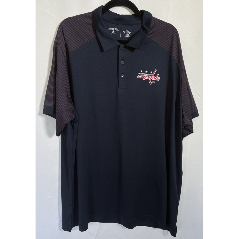 Antigua Polo Shirt Size 2XL Washington Capitals Short‎ Sleeve Pullover